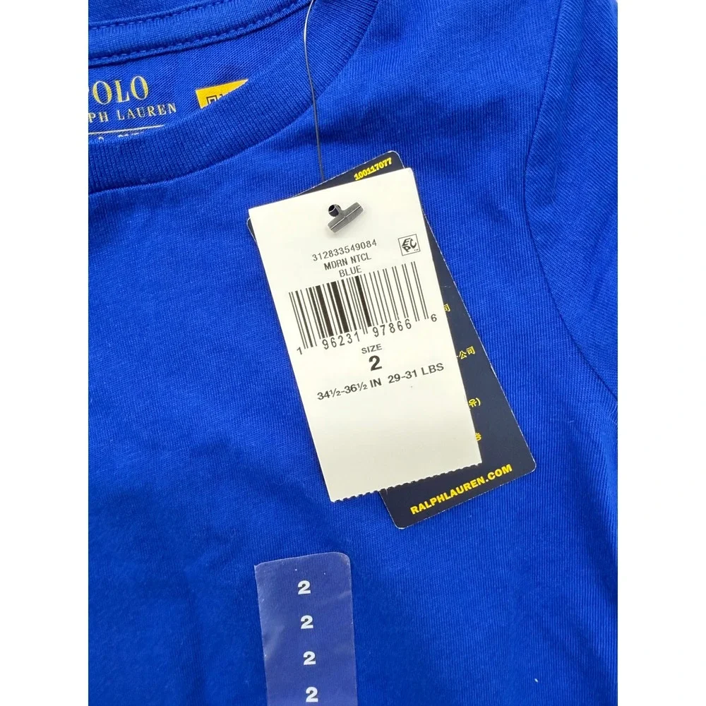 Polo Ralph Lauren Kids Blue 100% Cotton Crew Neck T-Shirt 2 NWT New